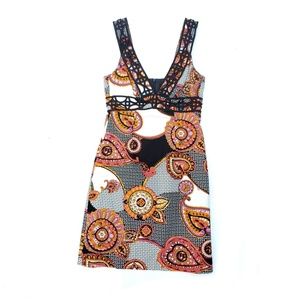 Trina Turk White Orange Crochet Detail Boho Dress